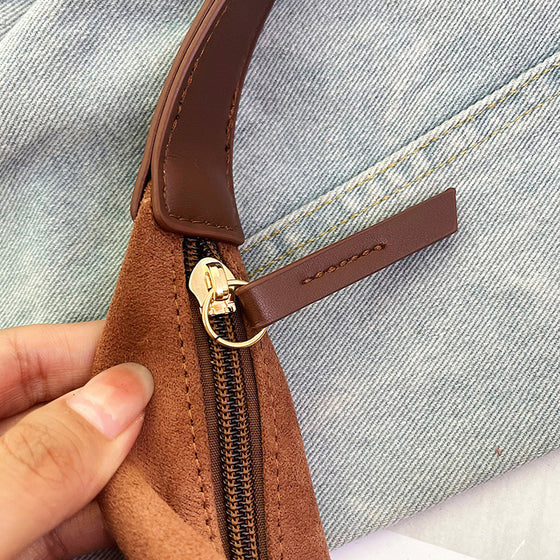 Pendlertasche aus Wildleder mit großem Fassungsvermögen