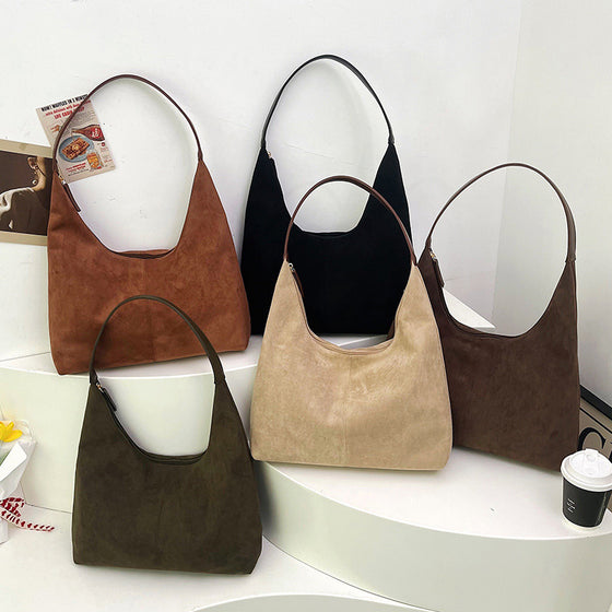 Pendlertasche aus Wildleder mit großem Fassungsvermögen