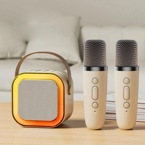 Mini-Karaoke-Maschine mit kabellosen Mikrofonen
