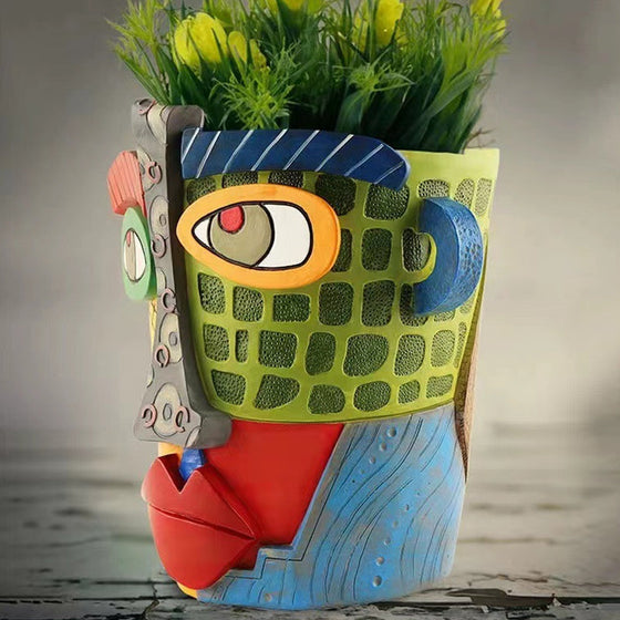 Abstrakte Schönheit Gesicht Blumentopf