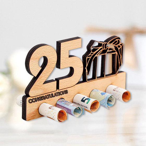 Geburtstagsgeschenk Geldscheinklammer aus Holz
