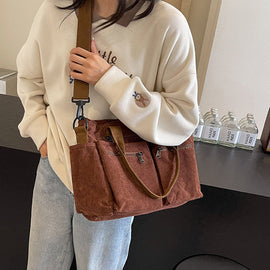 Große Kapazität Corduroy-Damentasche