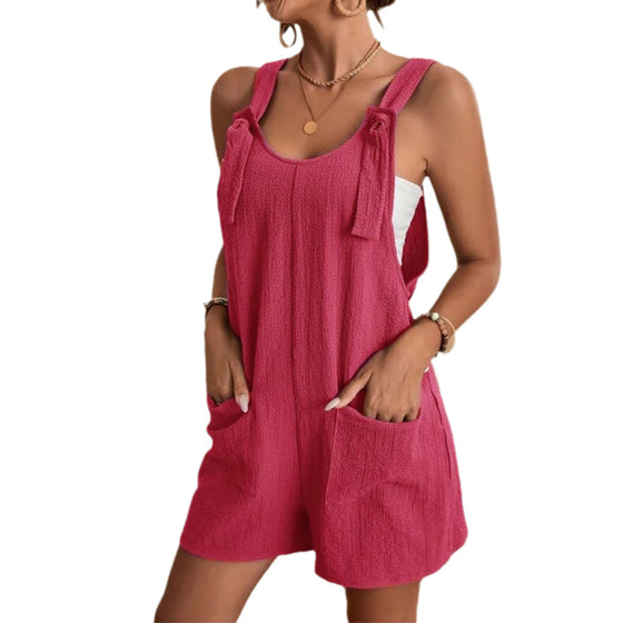 Stilvolle, lässige, kurze Jumpsuits für Damen mit U-Ausschnitt