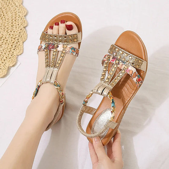 Orthopädische Sommer-Sandalen mit offener Spitze und Strass