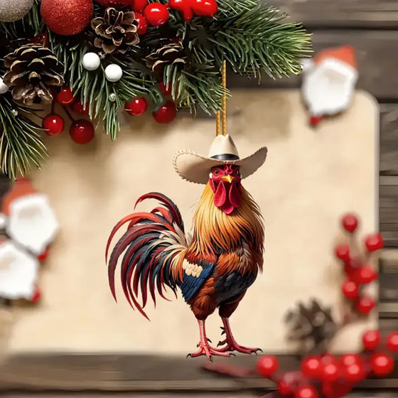 Cowboyhane Arcylic Ornament - Gave til bondegårdsdekorasjon