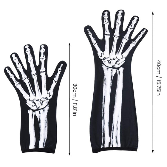 Doppelseitig bedruckte Totenkopf-Handschuhe