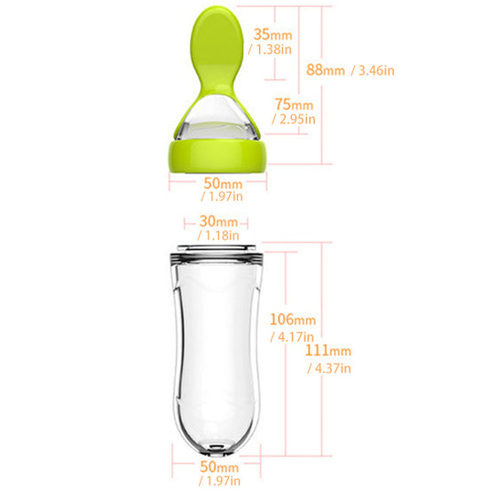 Baby-Silikon-Flasche mit Quetschlöffel