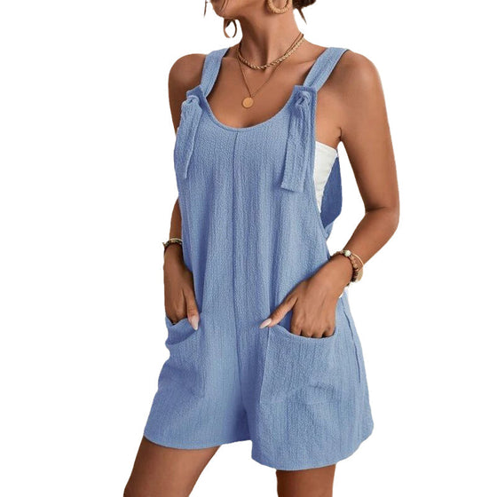 Stilvolle, lässige, kurze Jumpsuits für Damen mit U-Ausschnitt
