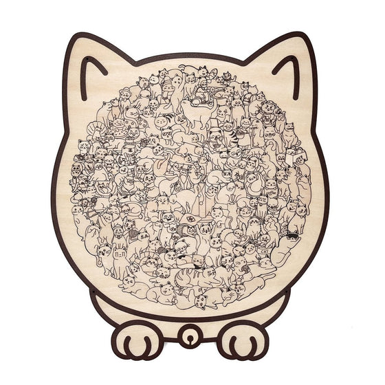 135-Teiliges Katzenförmiges Holzpuzzle