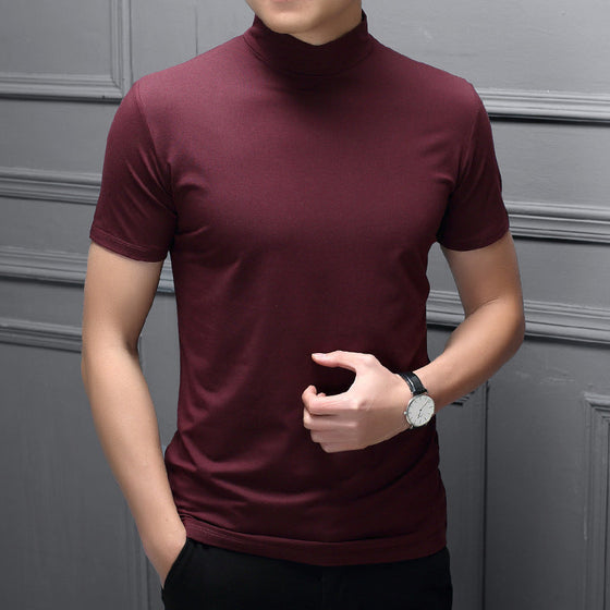 Herren Stehkragen Schmal geschnittenes T-Shirt