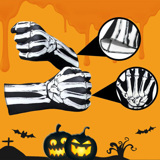 Doppelseitig bedruckte Totenkopf-Handschuhe