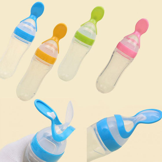 Baby-Silikon-Flasche mit Quetschlöffel