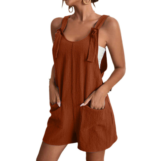 Stilvolle, lässige, kurze Jumpsuits für Damen mit U-Ausschnitt