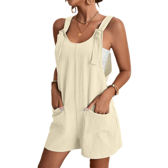 Stilvolle, lässige, kurze Jumpsuits für Damen mit U-Ausschnitt