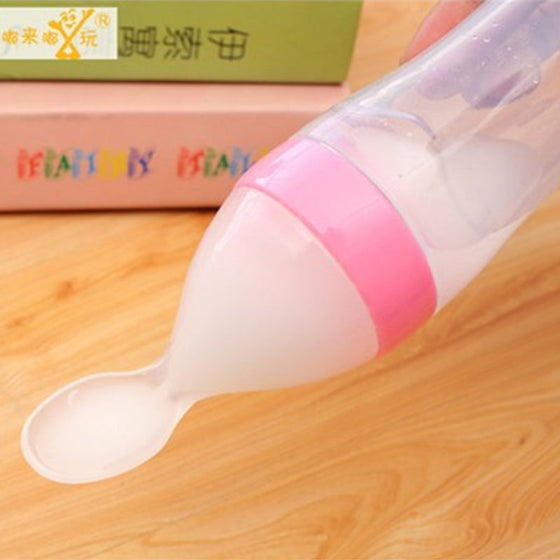 Baby-Silikon-Flasche mit Quetschlöffel
