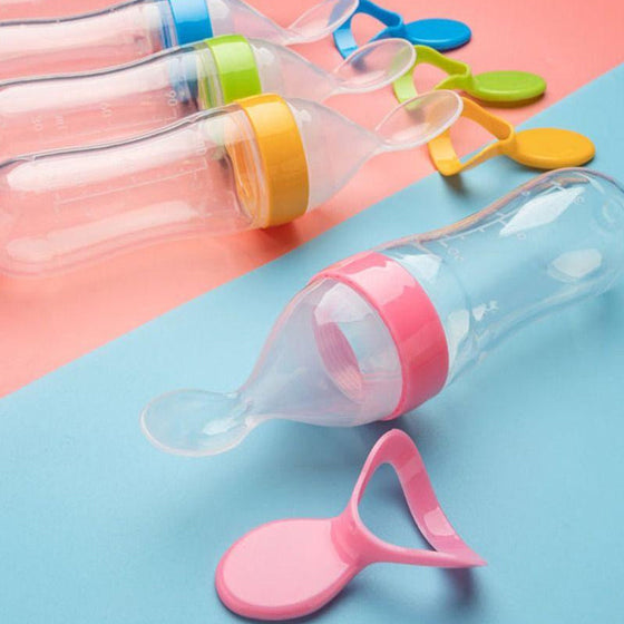 Baby-Silikon-Flasche mit Quetschlöffel