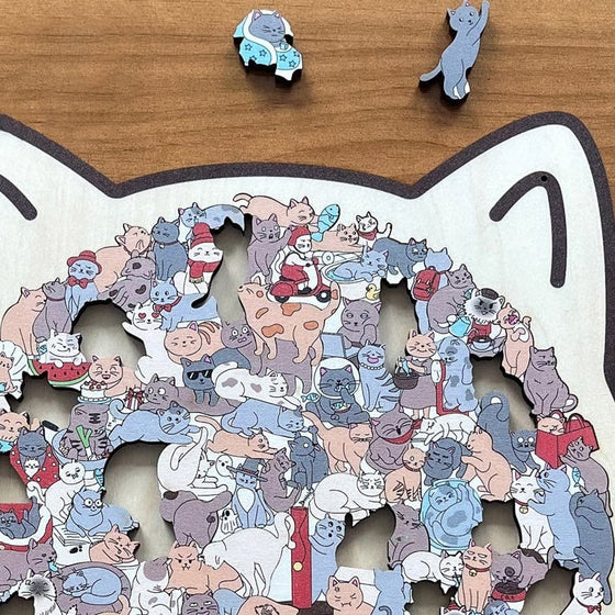 135-Teiliges Katzenförmiges Holzpuzzle