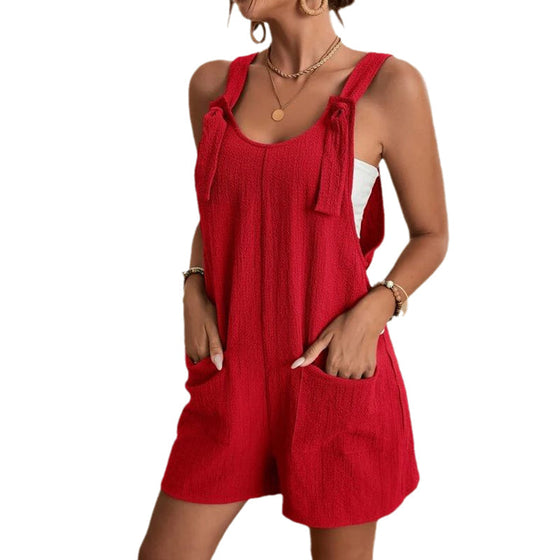 Stilvolle, lässige, kurze Jumpsuits für Damen mit U-Ausschnitt