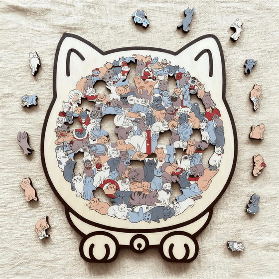 135-Teiliges Katzenförmiges Holzpuzzle