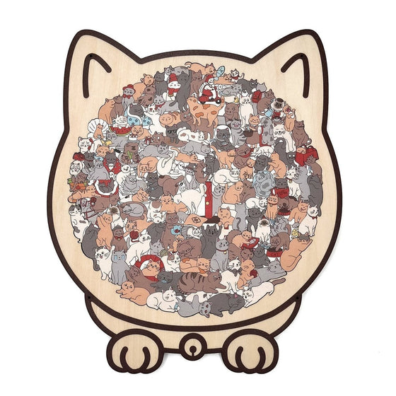 135-Teiliges Katzenförmiges Holzpuzzle