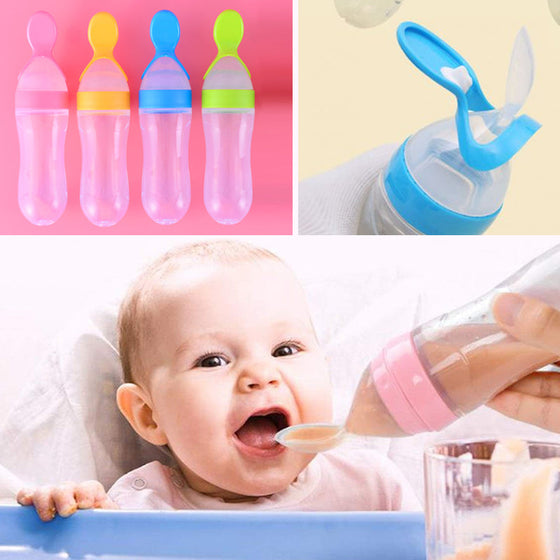 Baby-Silikon-Flasche mit Quetschlöffel