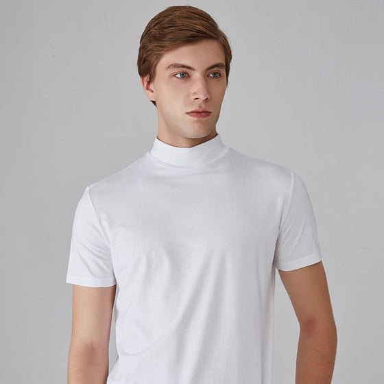 Herren Stehkragen Schmal geschnittenes T-Shirt