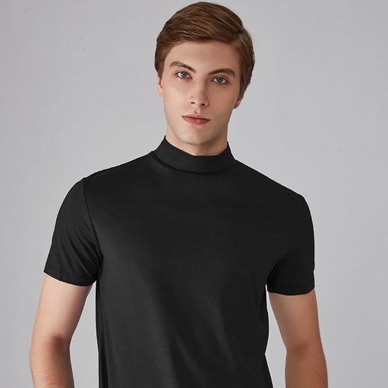 Herren Stehkragen Schmal geschnittenes T-Shirt