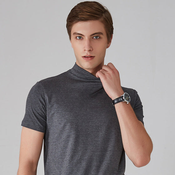 Herren Stehkragen Schmal geschnittenes T-Shirt