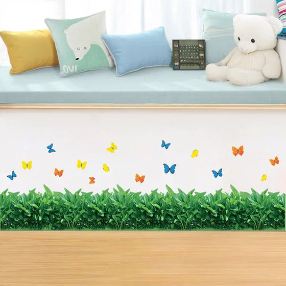Natürliche 3D-Blumen-Wanddekoration aus grünem Gras