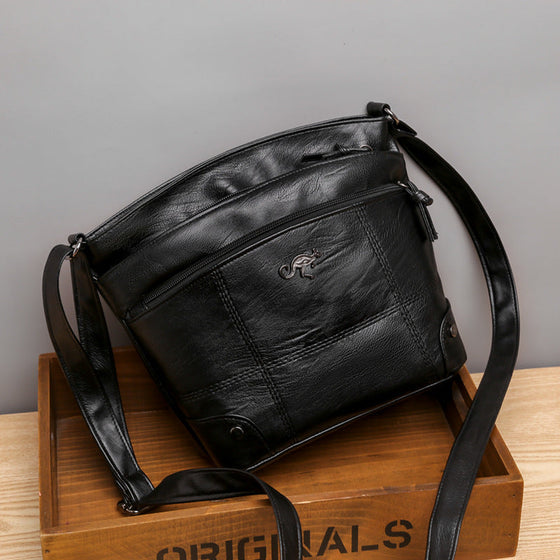 Kuriertasche aus weichem Leder mit mehreren Taschen und großer Kapazität