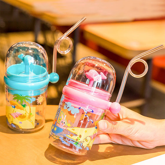 Wal-Spray Wasserflasche mit Strohhalm