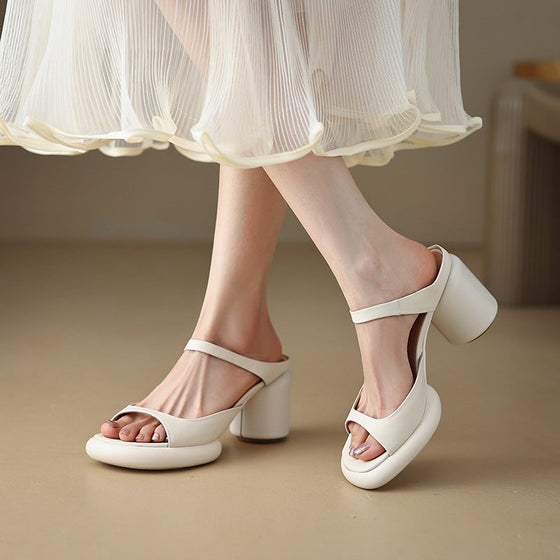 Sommer-Retro-Sandalen für Damen mit dickem Absatz