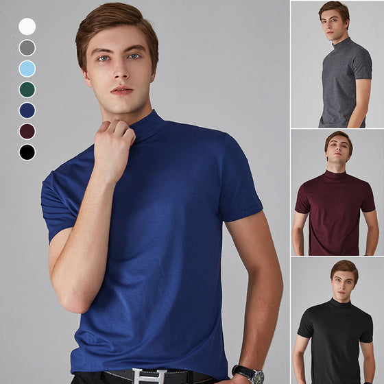 Herren Stehkragen Schmal geschnittenes T-Shirt