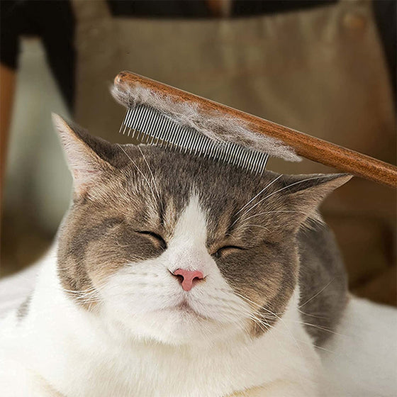 Pet Knot Comb with Wooden Handle