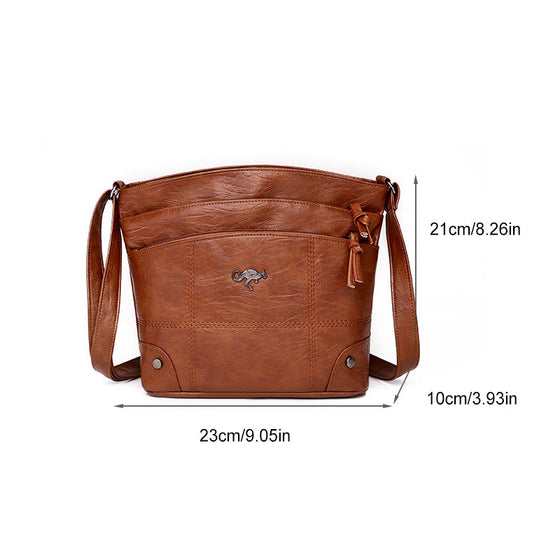 Kuriertasche aus weichem Leder mit mehreren Taschen und großer Kapazität
