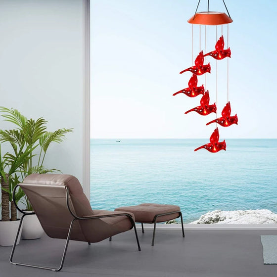 Rotes Vogel-Windspiel-Licht
