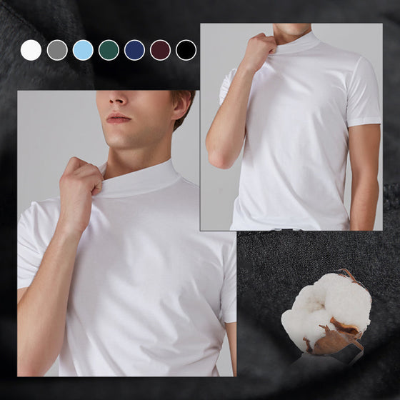 Herren Stehkragen Schmal geschnittenes T-Shirt