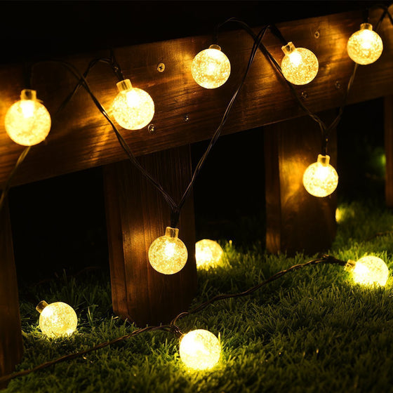 Solarbetriebene Kristallkugel-Lichterketten