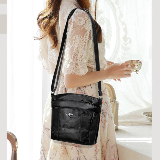 Kuriertasche aus weichem Leder mit mehreren Taschen und großer Kapazität