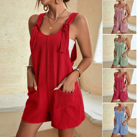 Stilvolle, lässige, kurze Jumpsuits für Damen mit U-Ausschnitt