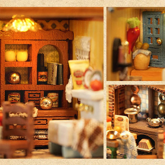 Mini-Kaninchenstadt Holz Puppenhaus-Bausatz mit Möbeln
