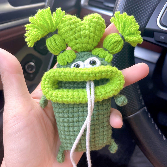 Kreatives ausziehbares Schlüsseletui aus handgestrickter Wolle